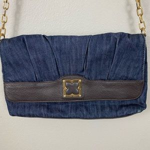 BCBG Max Azria Y2K Denim Leather Crossbody Bag